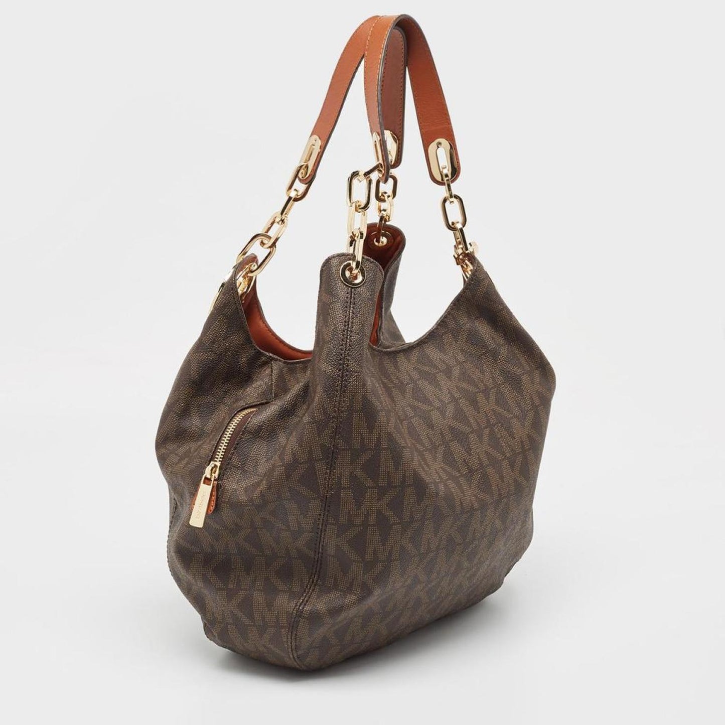 Michael Kors Dark Signature Coated Canvas And Leather Fulton Hobo