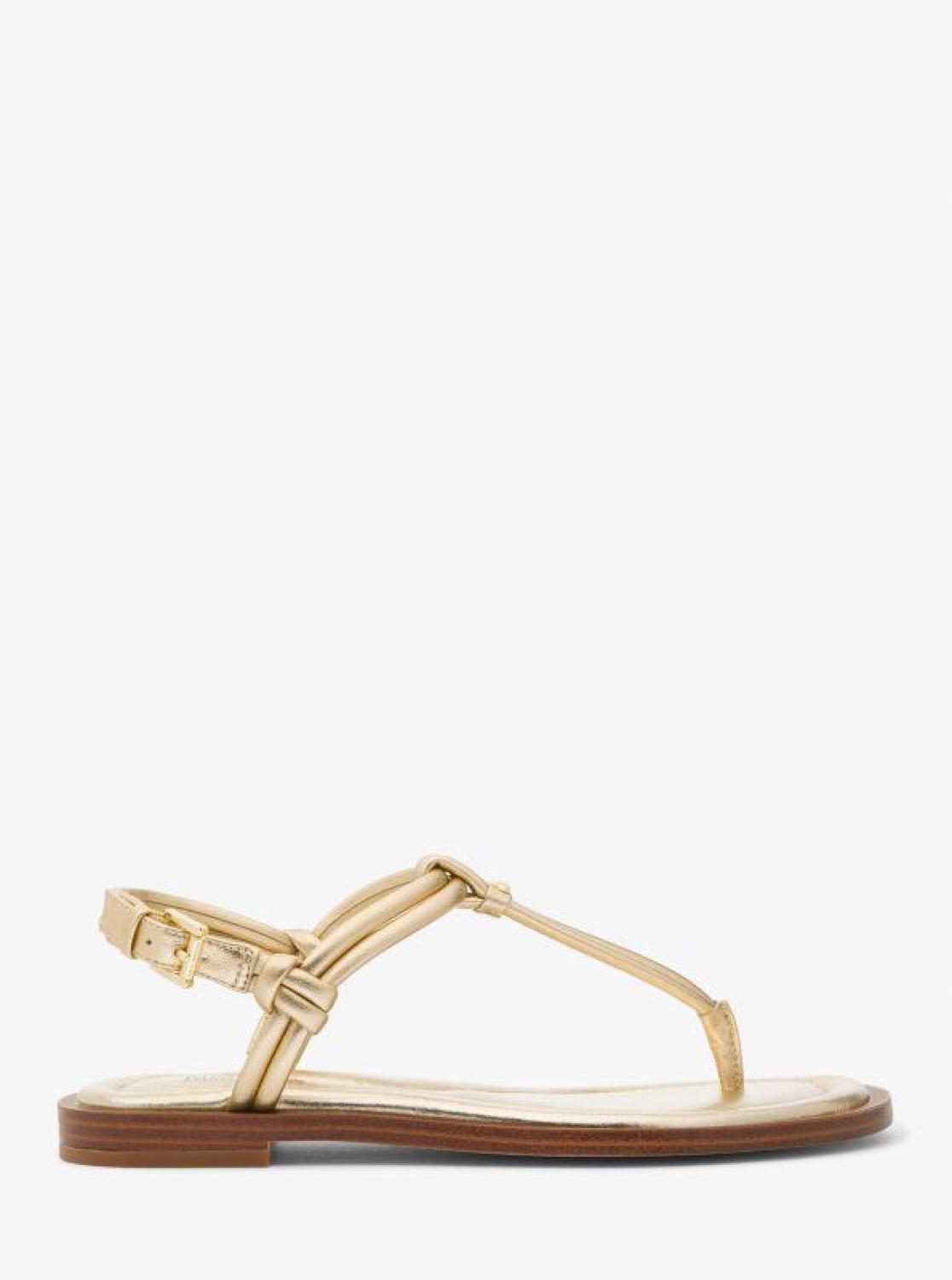 Astra Metallic Leather T-Strap Sandal