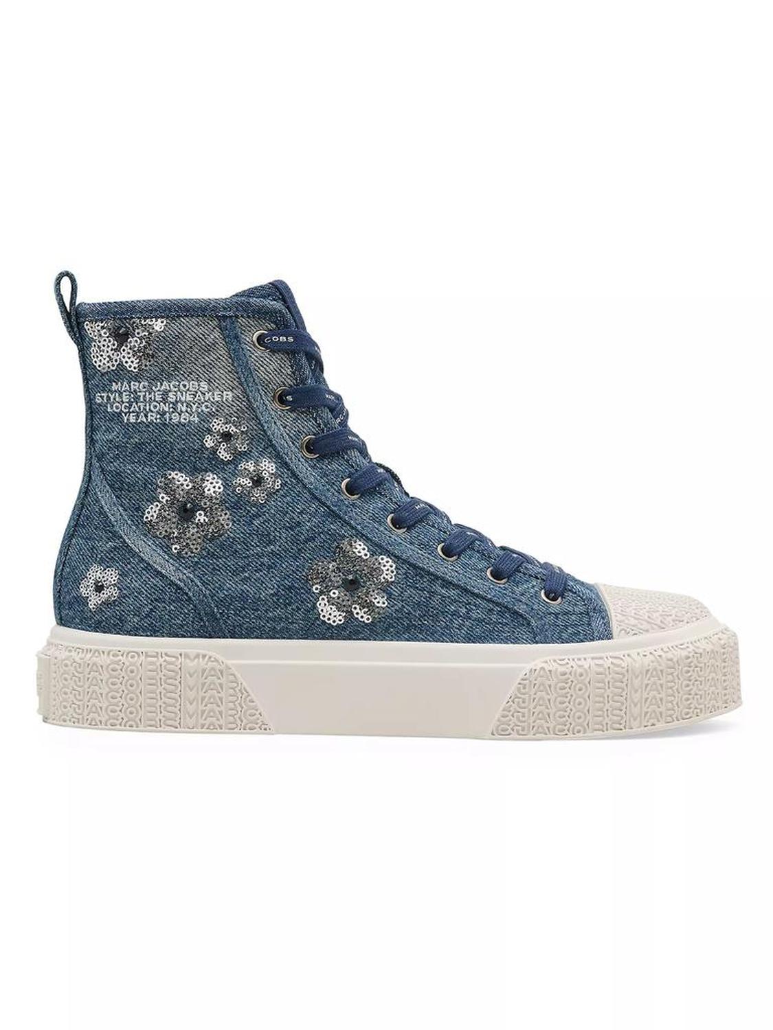 Sequined Denim High Top Sneakers