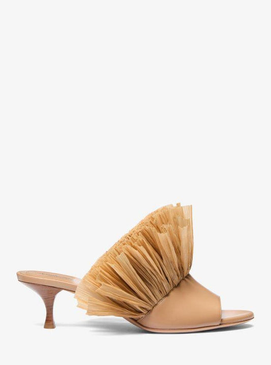 Catarina Leather and Fringe Mule