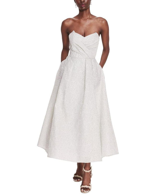 Strapless Tea-Length Cloque Dress