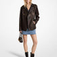 Oversized Crinkled Leather Moto Jacket