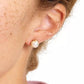 Gold-Tone Imitation Pearl Flower Frame Stud Earrings