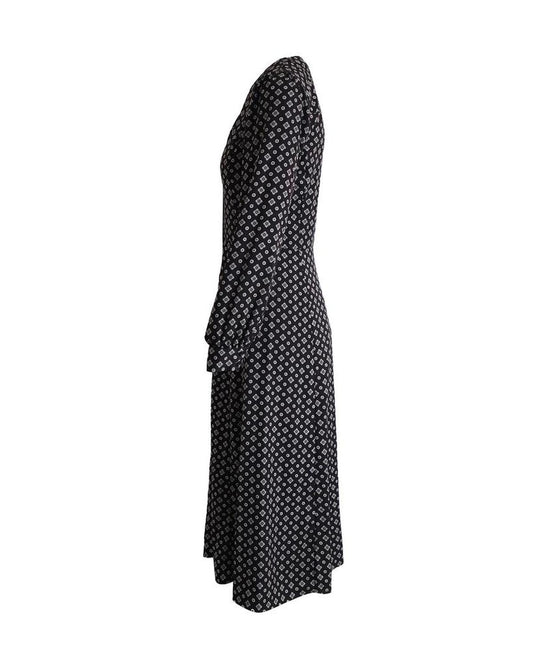 Michael Kors Crepe De Chine Midi Dress in Black Polyester