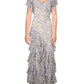 Womens Ruffled Long Evening Dress