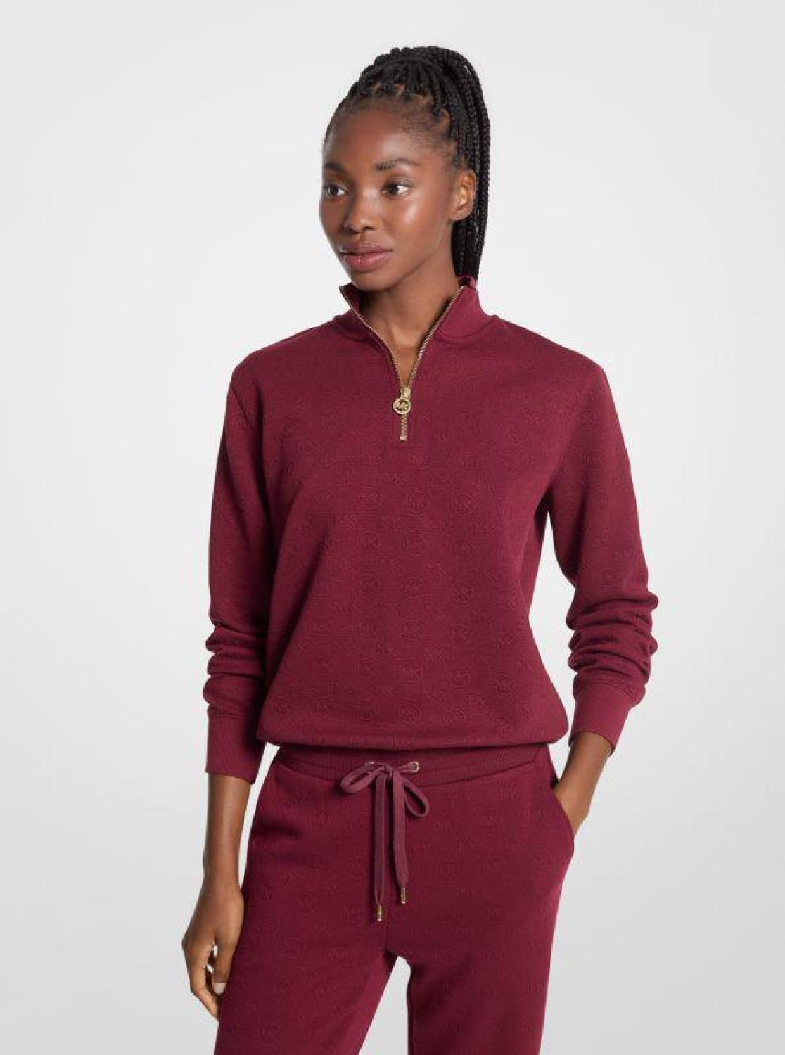 Logo Jacquard Quarter-Zip Sweater