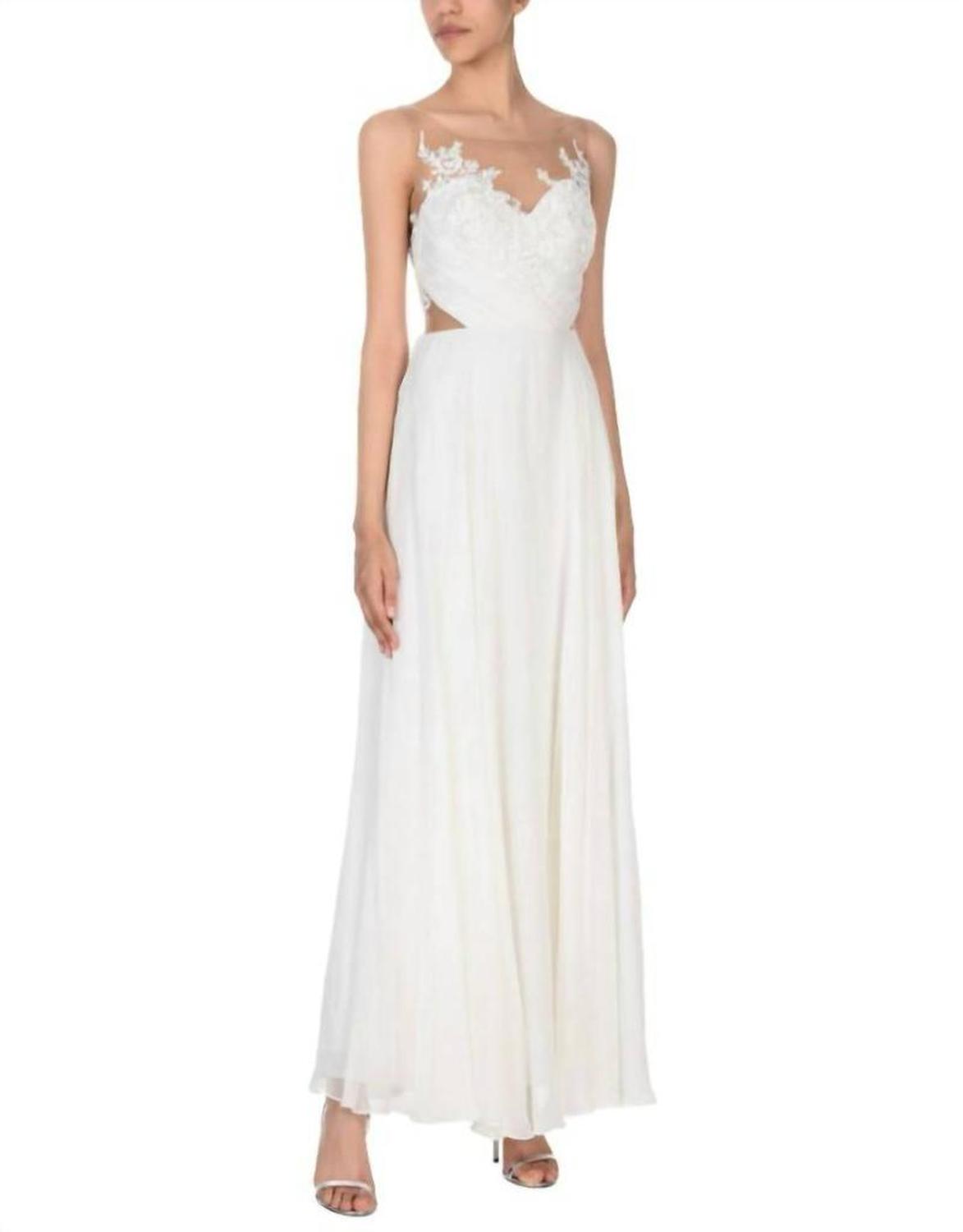 Sequin Lace Silk Chiffon A Line Wedding Dress In White