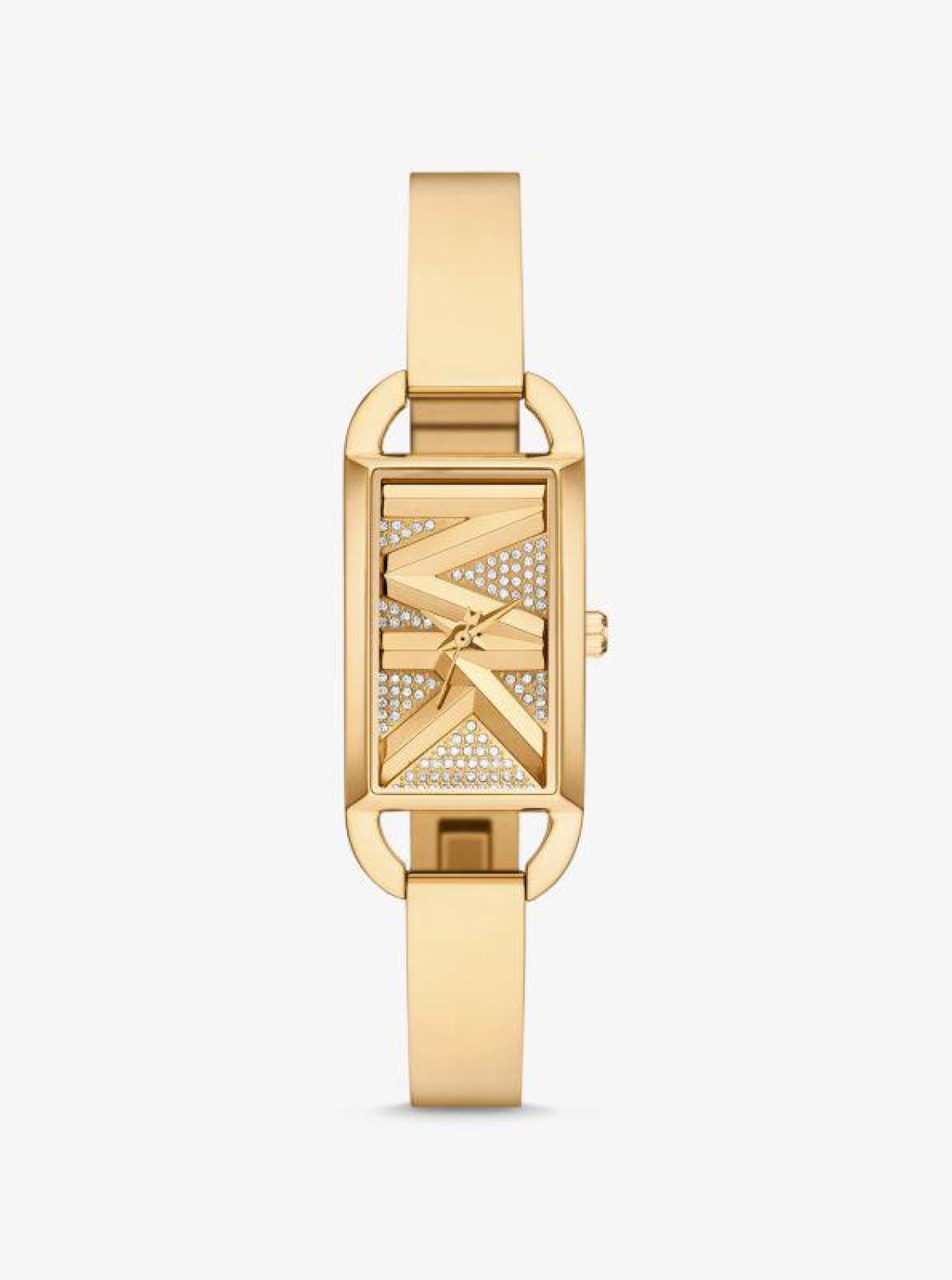 Mini Empire Pavé Gold-Tone Bangle Watch