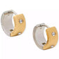 Two-Tone Set In Stone Chunky Huggie Hoop Earrings