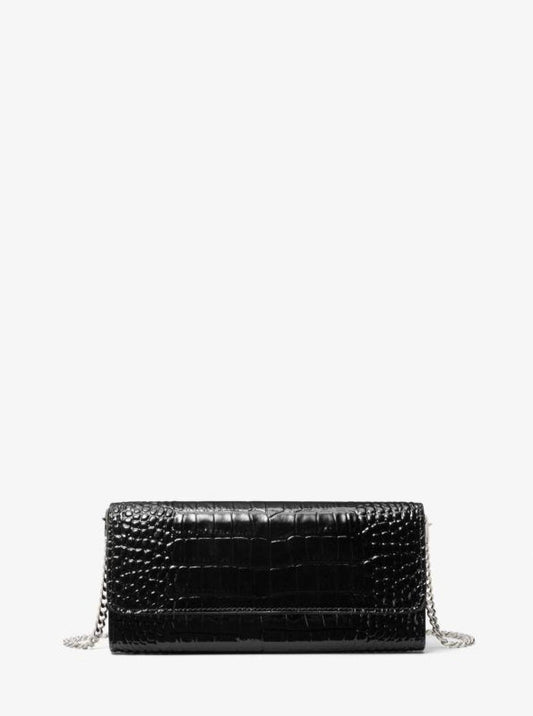 Cate Crocodile Embossed Patent Leather Clutch