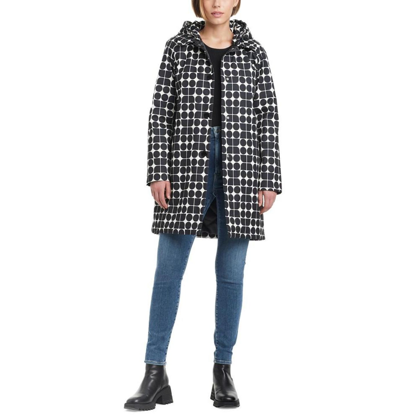 Women's Hooded Printed A-Line Raincoat