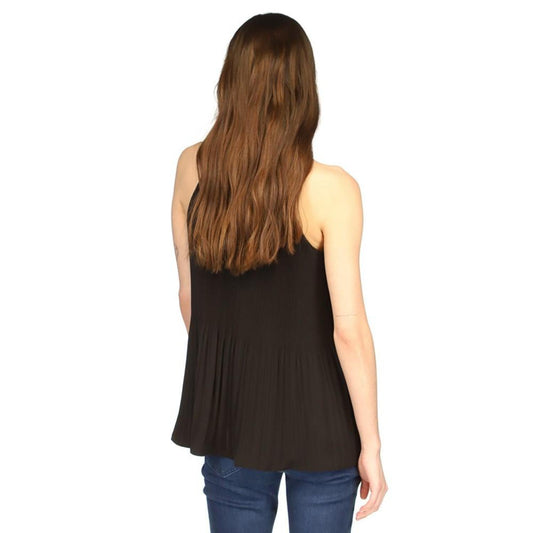 Women's Chain-Strap Halter-Neck Pleated Top