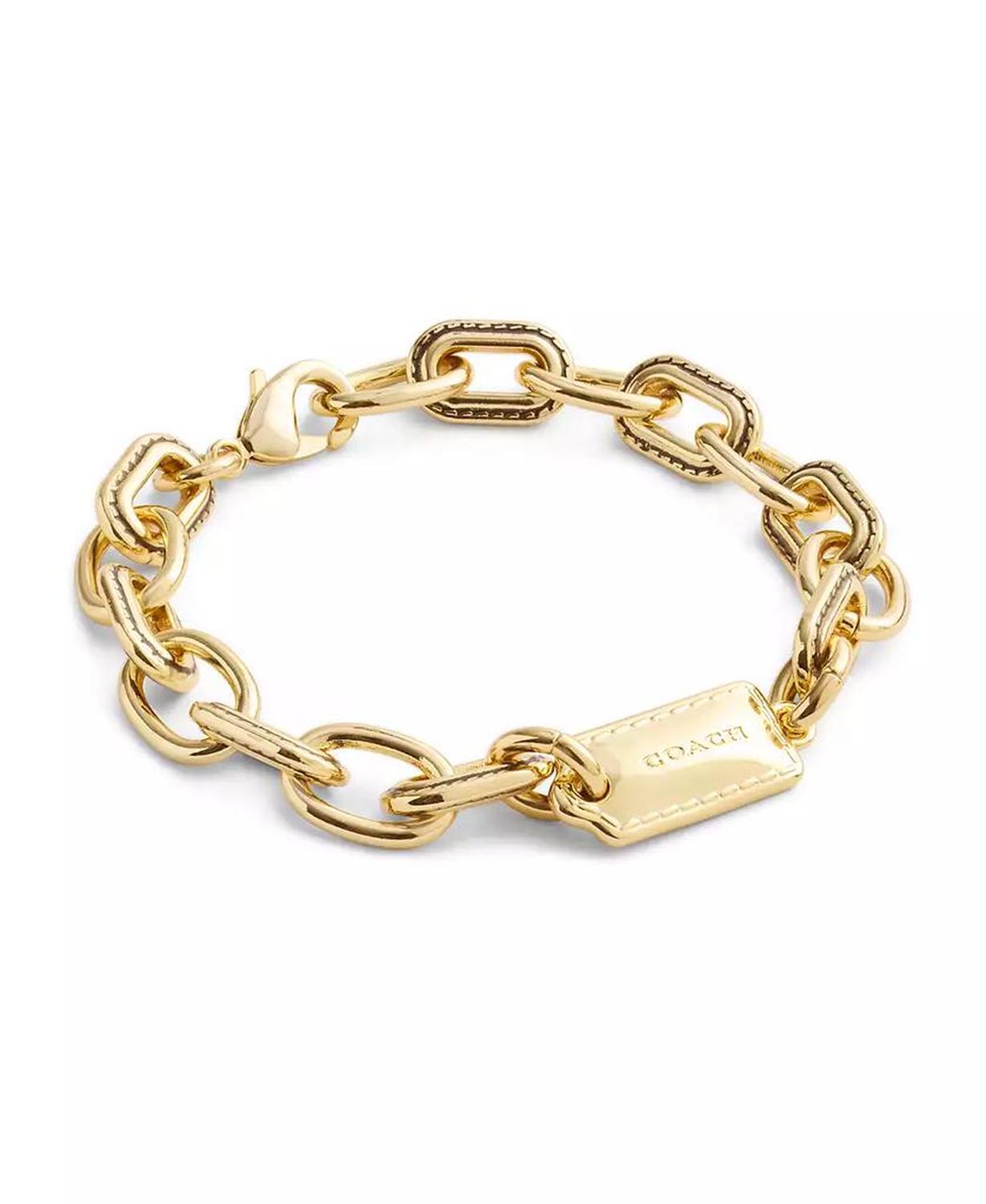 Gold-Tone Signature Stitched Chain Link Bracelet