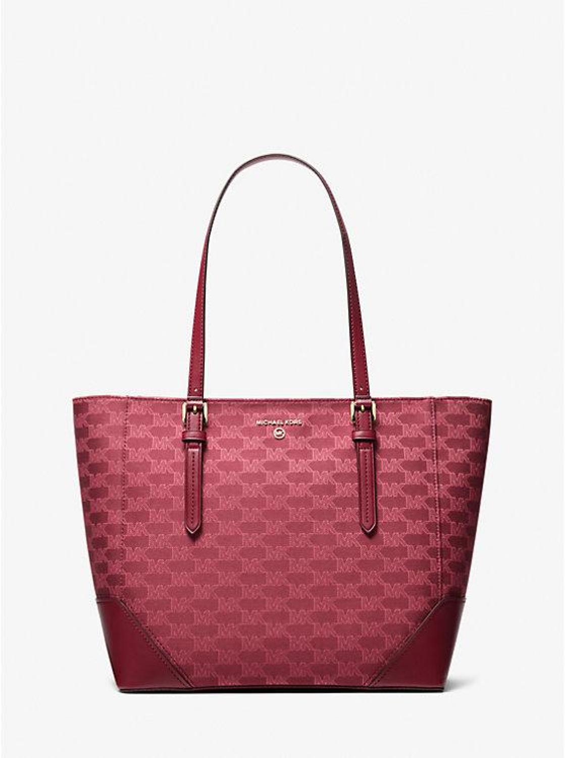 Aria Large Signature Logo Jacquard Tote Bag