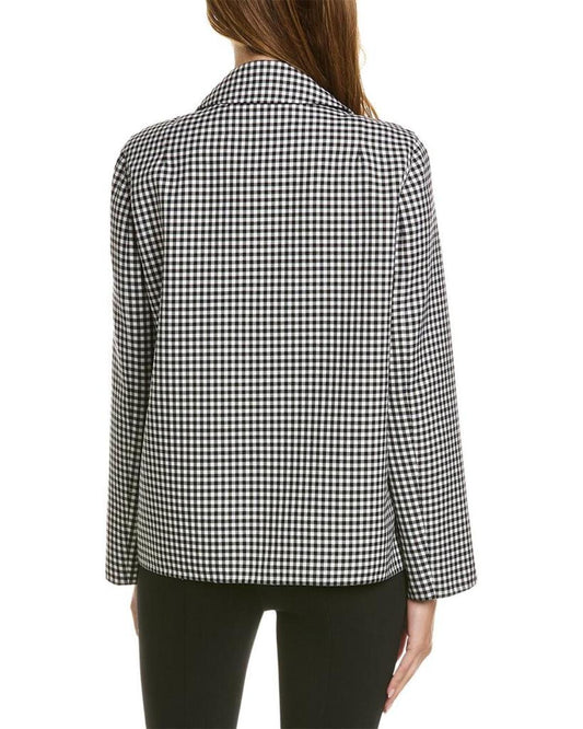 Michael Kors Gingham Wool Zip-Up