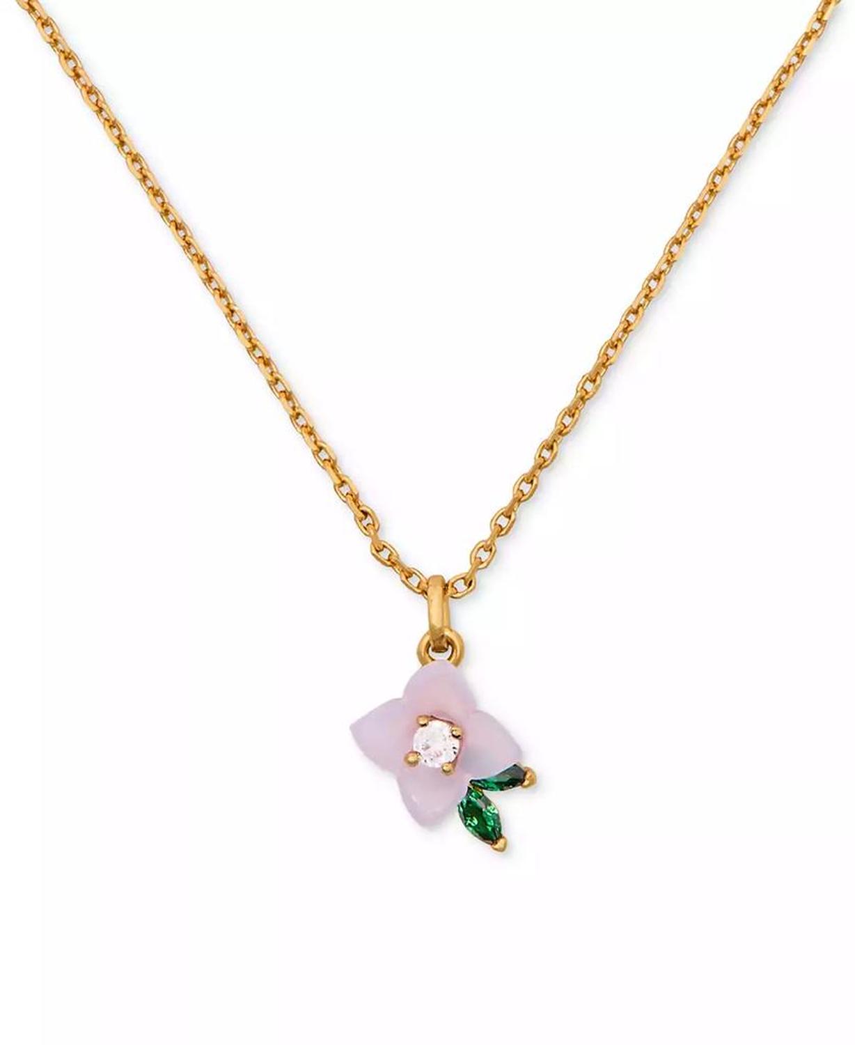 Gold-Tone Cubic Zirconia Flower Pendant Necklace, 16" + 3" extender