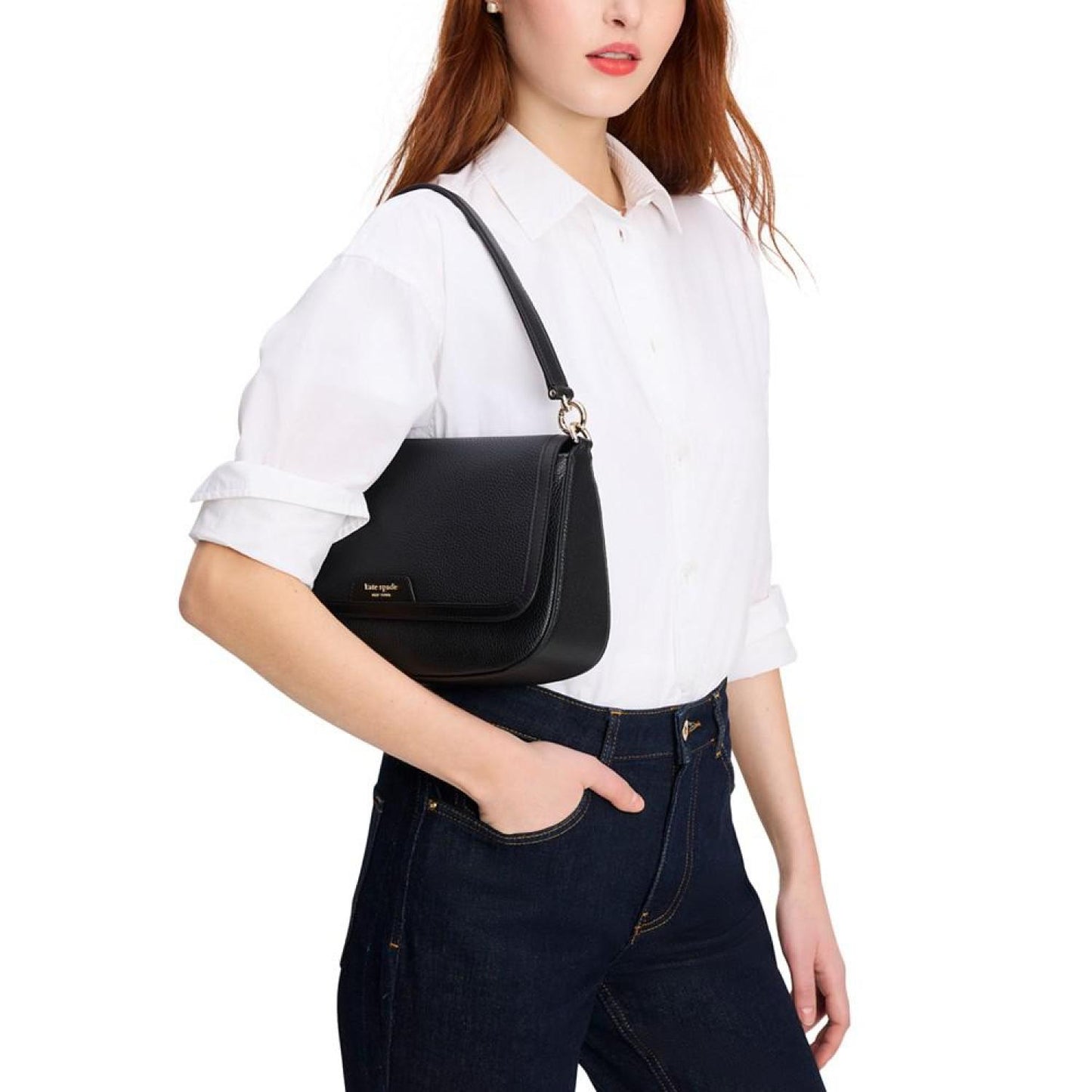 Hudson Pebbled Leather Flap Small Shoulder Bag