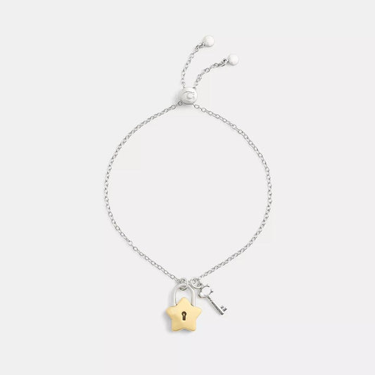 Coach Outlet Star Padlock And Key Slider Bracelet