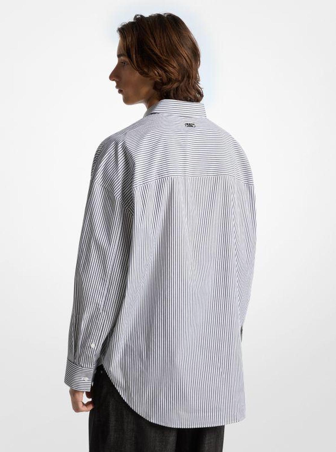 Oversized Striped Stretch Cotton Poplin Shirt