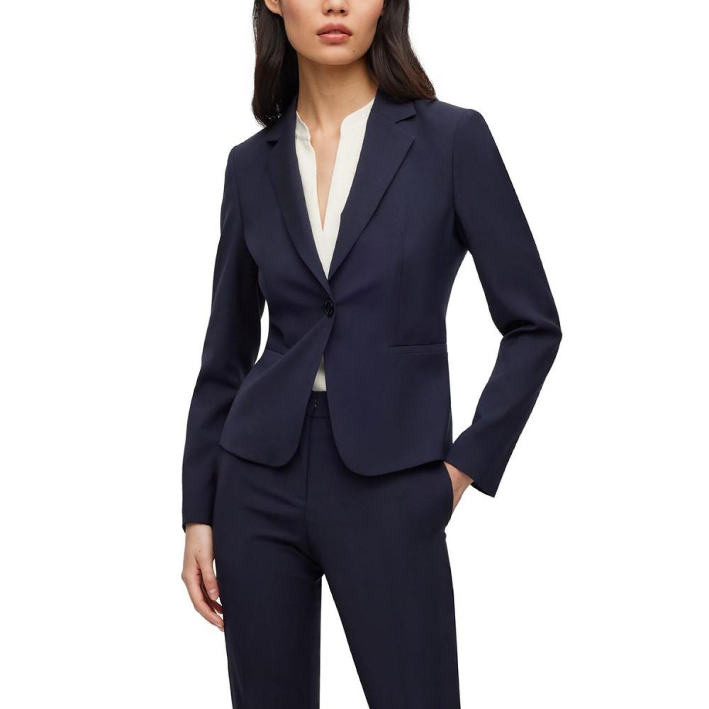 Women's Virgin Wool Regular-Fit Button-Up Jacket