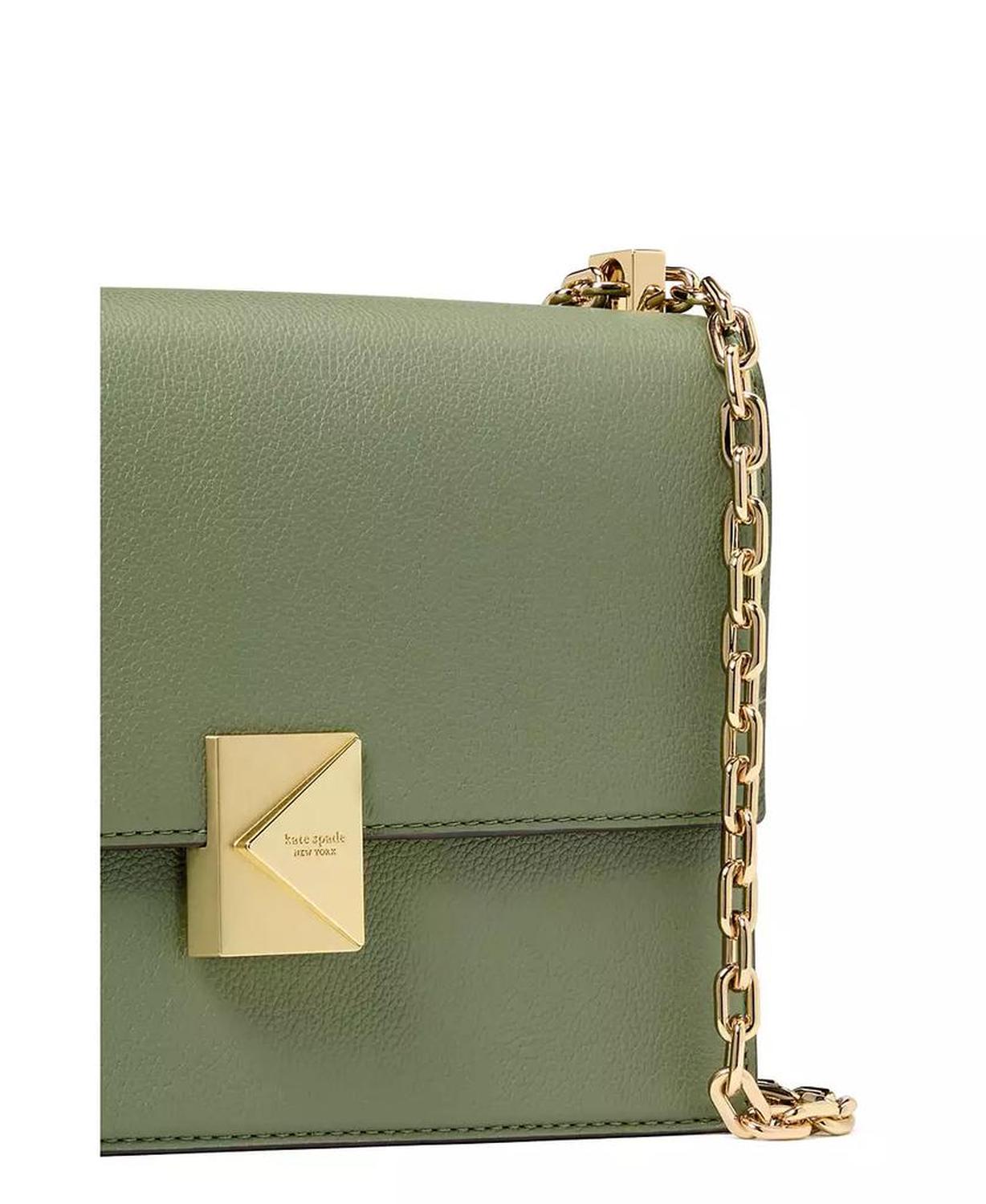 Deco Pebbled Leather Chain Shoulder Bag