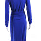 Michael Kors Collection Womens Long Sleeve Ruched Belt Sheath Dress Blue