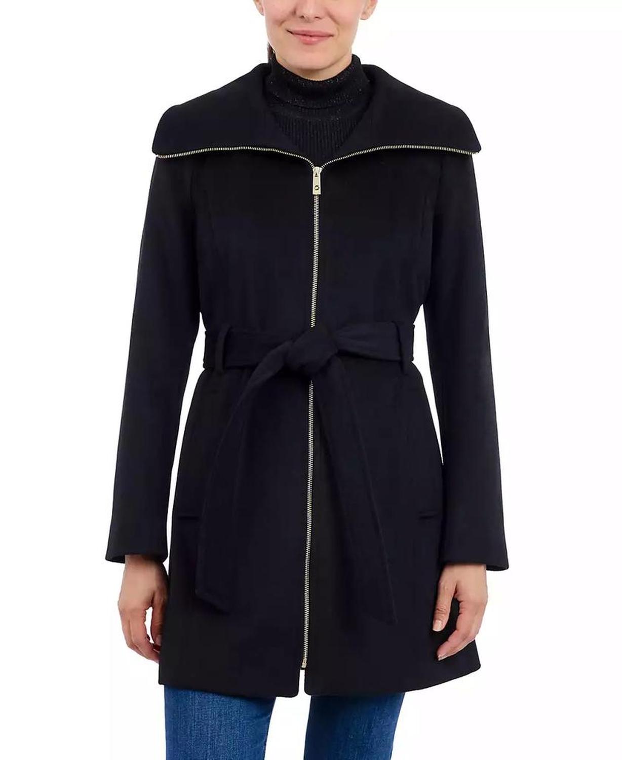 Women's Belted Zip-Front Coat, Created for Macy's