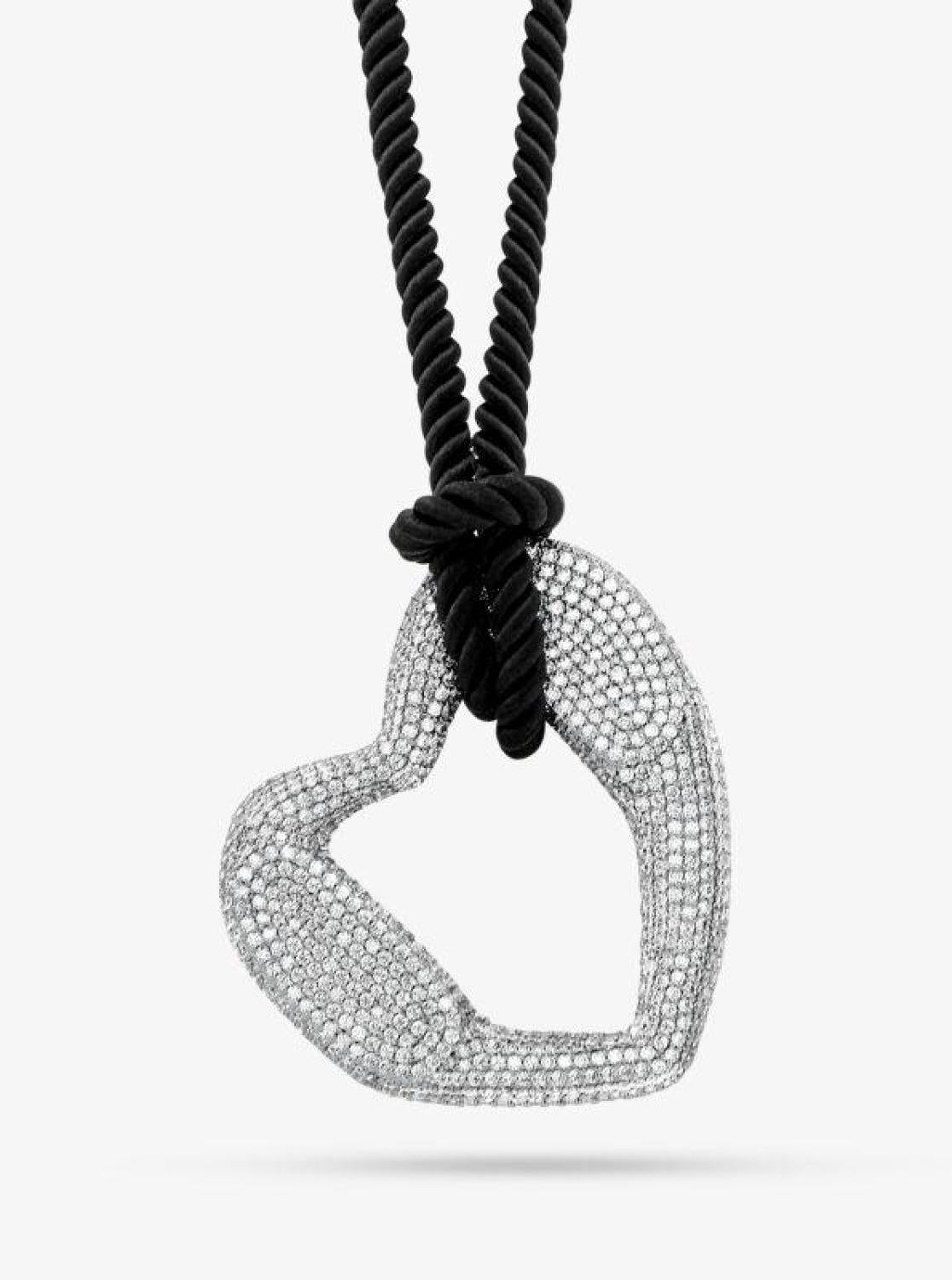 Precious Metal-Plated Brass Pavé Heart Necklace