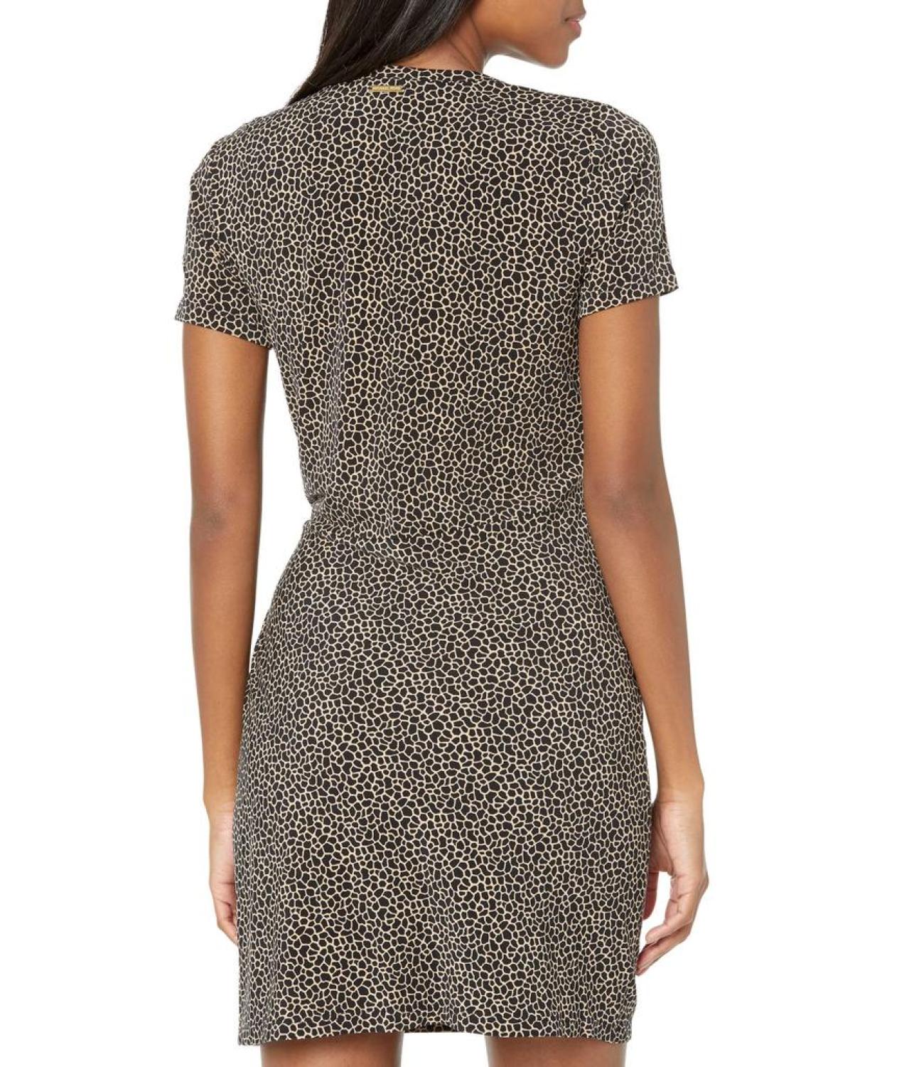 Petite Giraffe Twist Short Sleeve Mini Dress