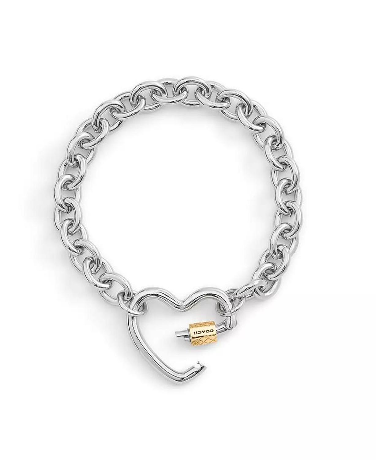 Two-Tone Signature Carabiner Heart Statement Bracelet