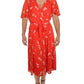 Plus Womens V-Neck Tea Wrap Dress