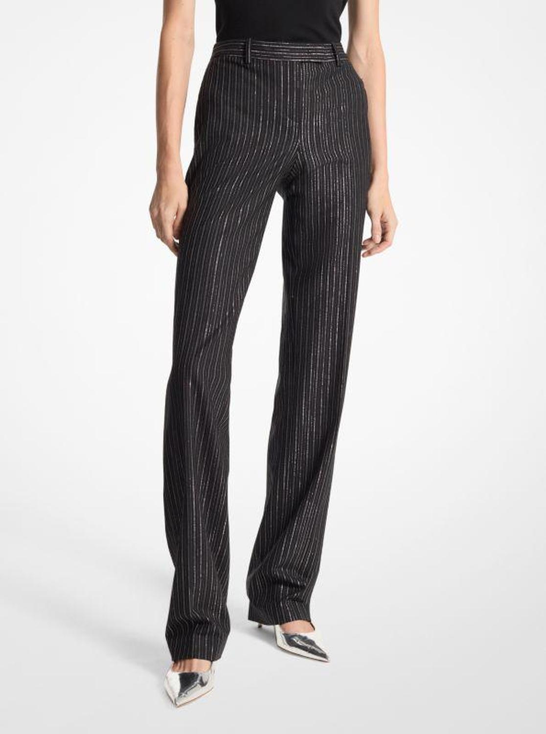 Carolyn Metallic Pinstripe Stretch Wool Trousers