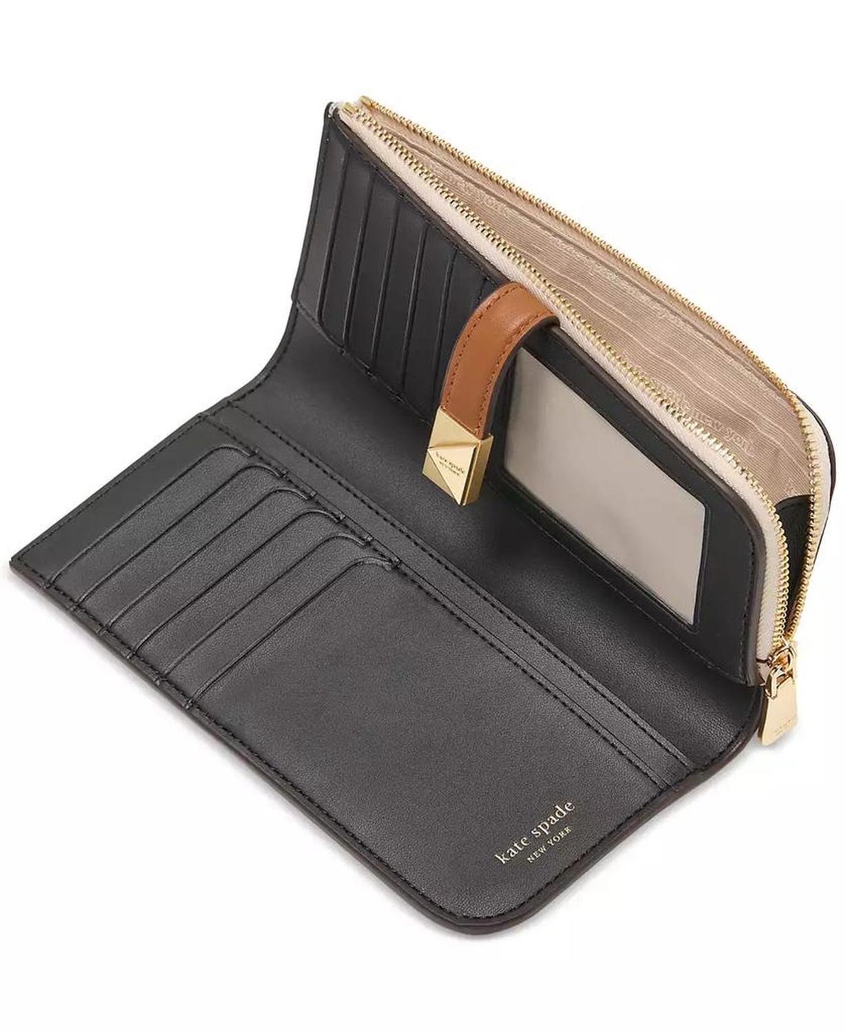 Deco Colorblocked Pebbled Leather Slim Zip Wallet