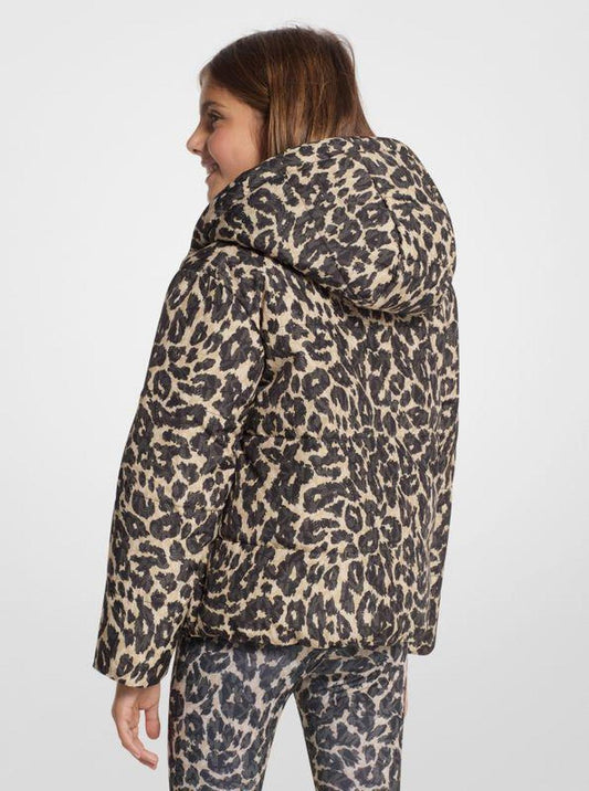 Reversible Leopard Logo Puffer Jacket