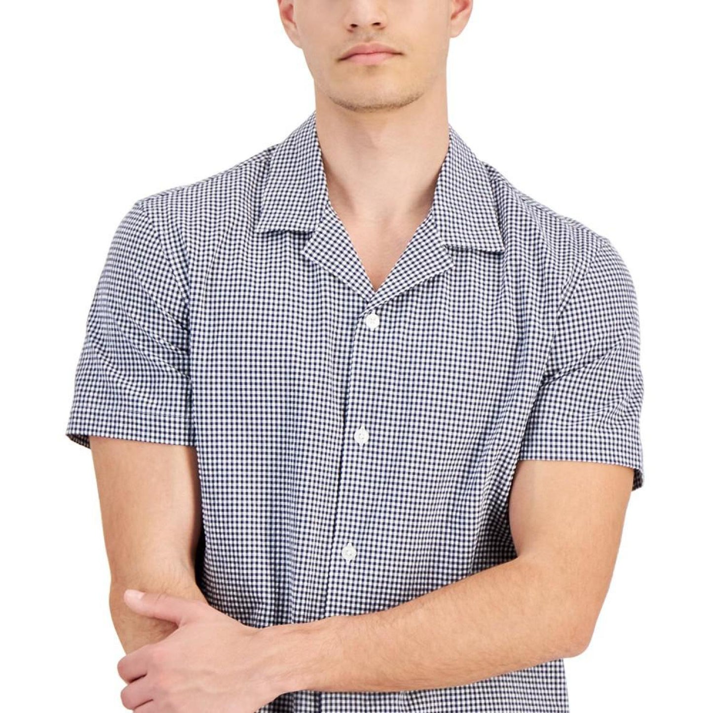 Men's Gingham Seersucker Short Sleeve Button-Front Camp Shirt