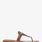 Lena Signature Logo and Leather T-Strap Sandal