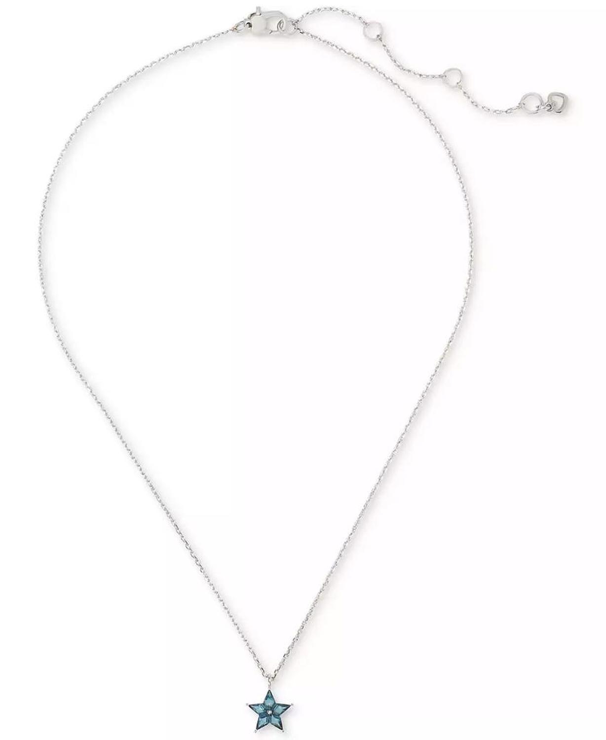 Silver-Tone Cosmos Light Sapphire Pendant Necklace, 16" + 3" extender