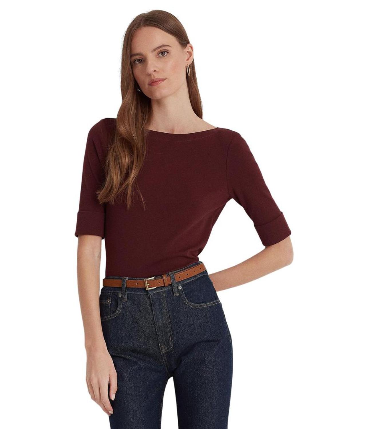 Stretch Cotton Boatneck Top