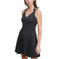 Women's Sleeveless Embossed Scuba Fit & Flare Dress