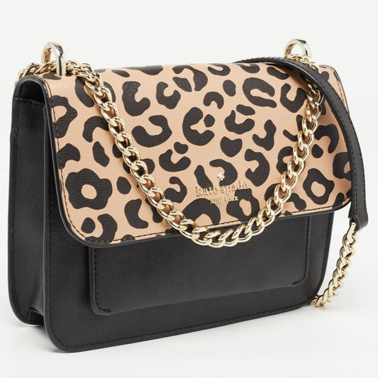 Kate Spade  Leopard Print Leather Remi Flap Chain Crossbody Bag