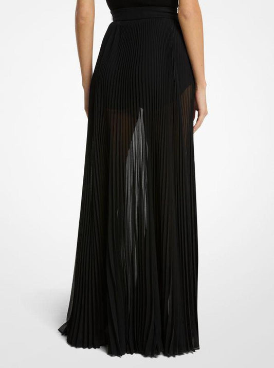 Techno Chiffon Pleated Maxi Skirt