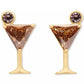 Gold-Tone Color Cubic Zirconia Martini Stud Earrings