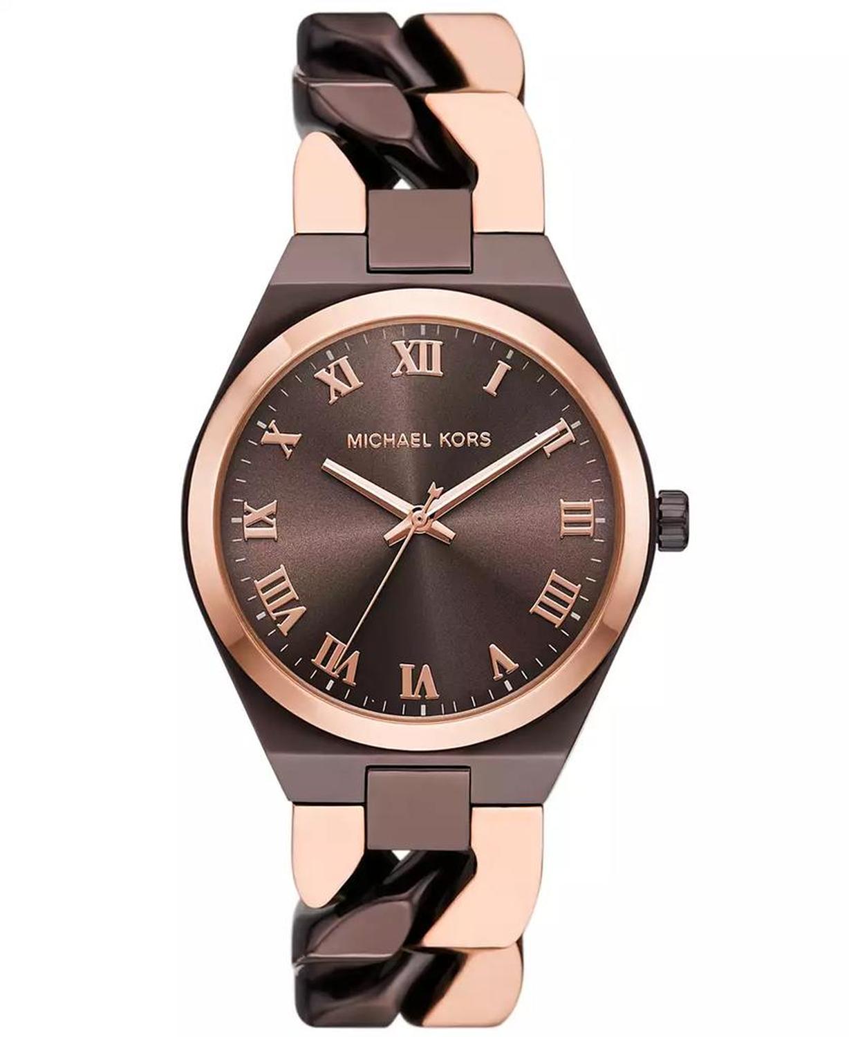 Women's Lennox Three-Hand Chocolate and Rose Gold-Tone Stainless Steel Watch 37mm