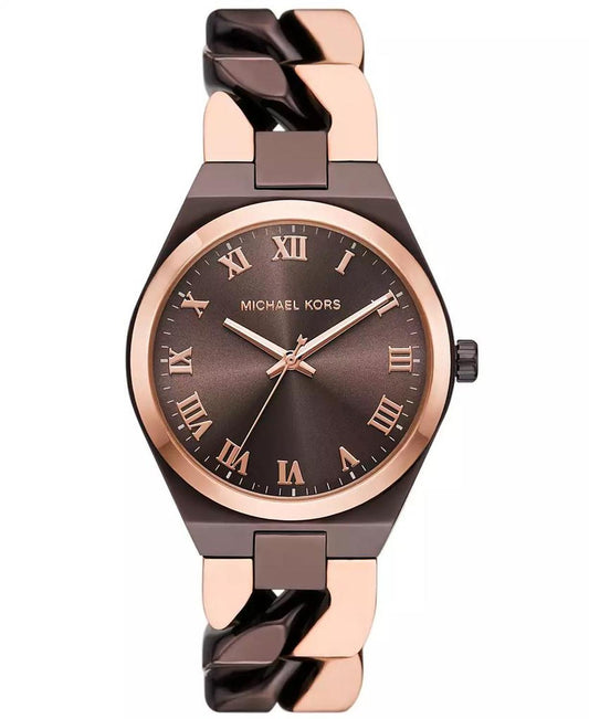 Women's Lennox Three-Hand Chocolate and Rose Gold-Tone Stainless Steel Watch 37mm