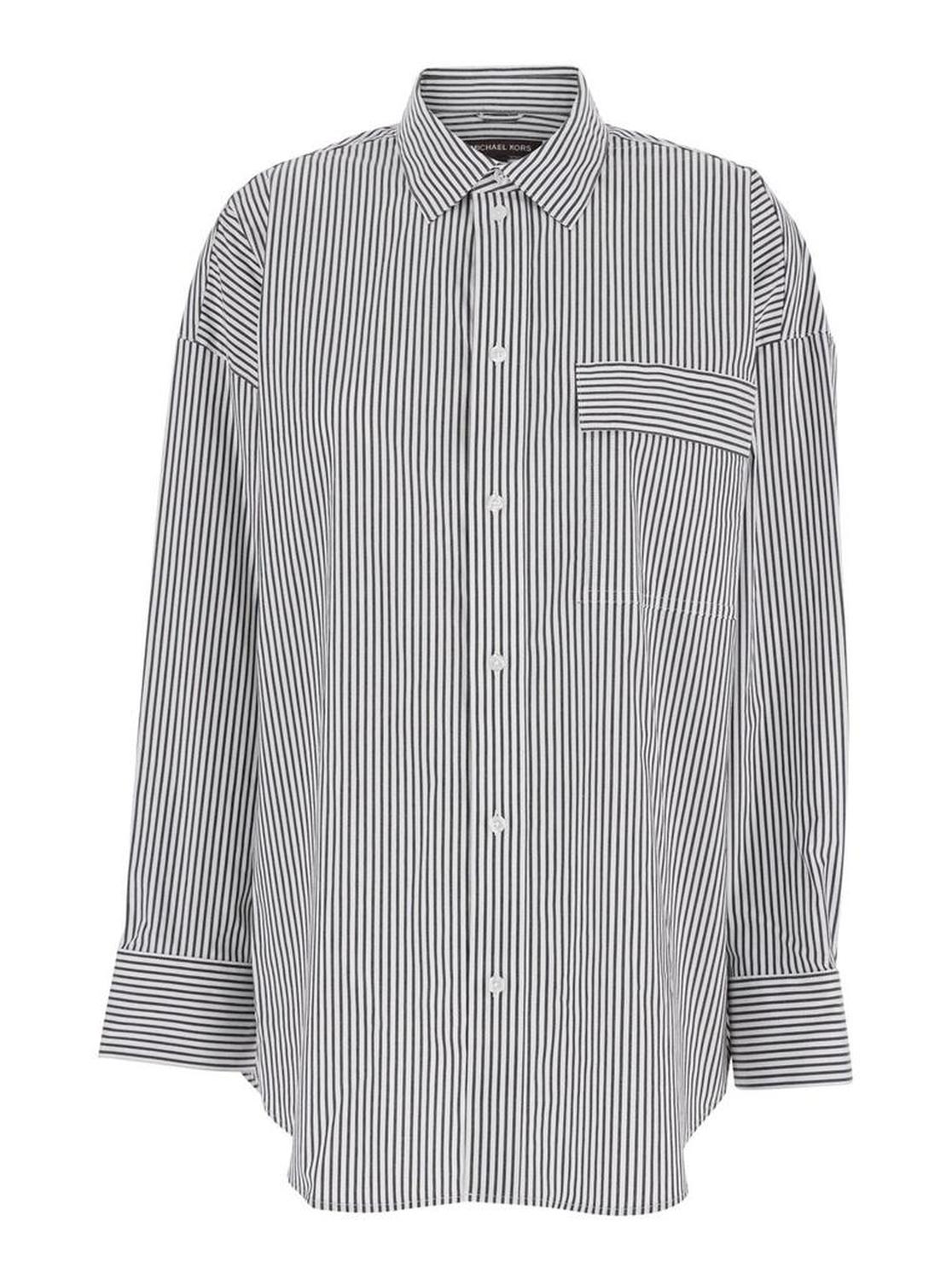 Michael Kors Oversized Striped Stretch Poplin Shirt