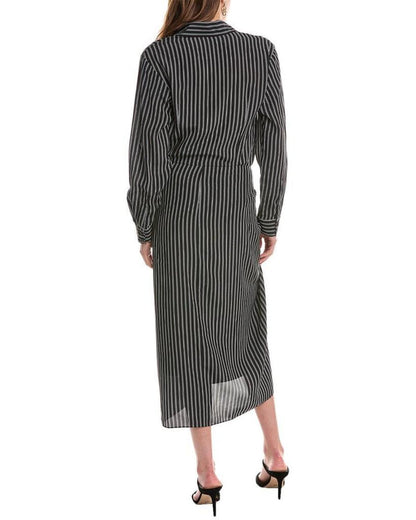 Michael Kors Collection Stripe Sarong Tie Silk Shirtdress