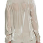 Michael Michael Kors Crinkled Metallic Georgette Tie-Neck Blouse