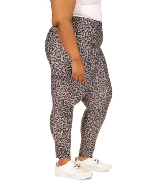 Plus Size Print Twill Pull-On Leggings