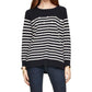 Crystal Embellished Stripe Merino Wool Pullover Sweater In Blue