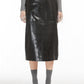 Bairo Nappa Leather Midi Skirt In Black